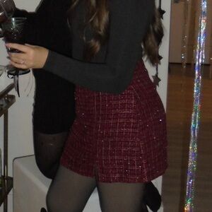 Sparkly Burgundy Tweed Skirt